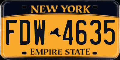 NY license plate FDW4635