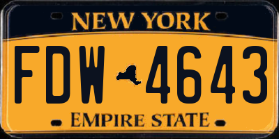 NY license plate FDW4643