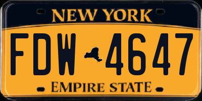 NY license plate FDW4647