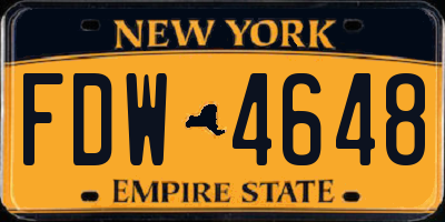 NY license plate FDW4648