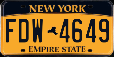 NY license plate FDW4649