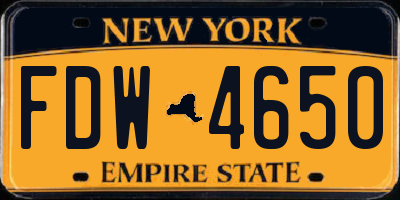 NY license plate FDW4650