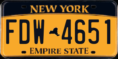 NY license plate FDW4651