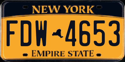 NY license plate FDW4653