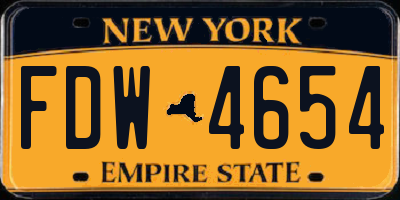 NY license plate FDW4654