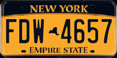 NY license plate FDW4657