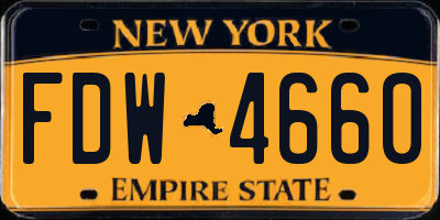 NY license plate FDW4660