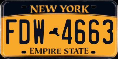NY license plate FDW4663