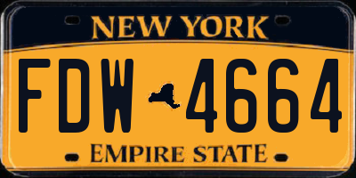 NY license plate FDW4664