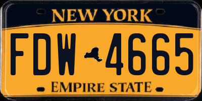 NY license plate FDW4665
