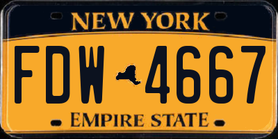 NY license plate FDW4667