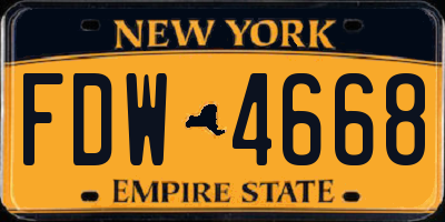 NY license plate FDW4668