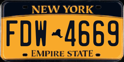 NY license plate FDW4669