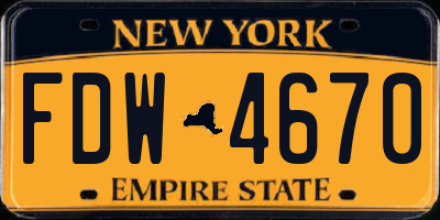 NY license plate FDW4670