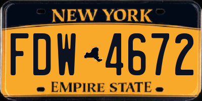 NY license plate FDW4672