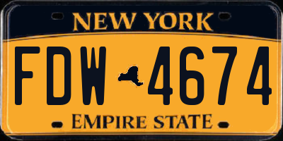 NY license plate FDW4674