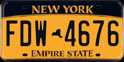 NY license plate FDW4676