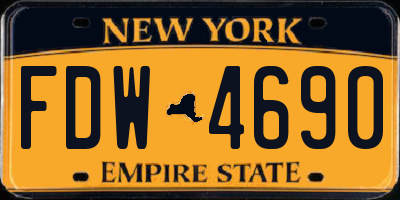 NY license plate FDW4690