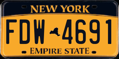 NY license plate FDW4691