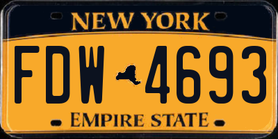 NY license plate FDW4693
