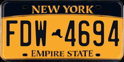 NY license plate FDW4694