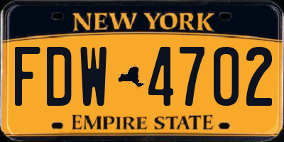 NY license plate FDW4702