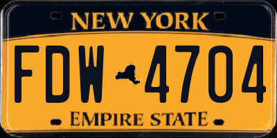 NY license plate FDW4704