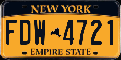 NY license plate FDW4721