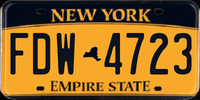 NY license plate FDW4723