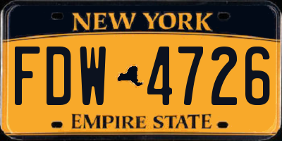 NY license plate FDW4726