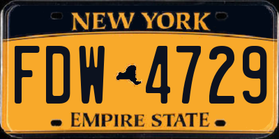 NY license plate FDW4729
