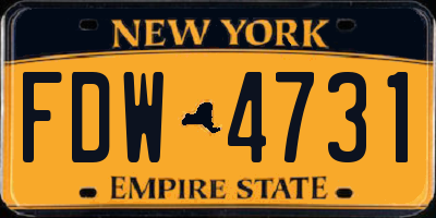 NY license plate FDW4731