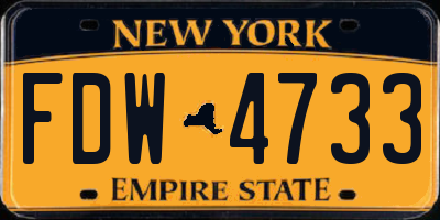 NY license plate FDW4733