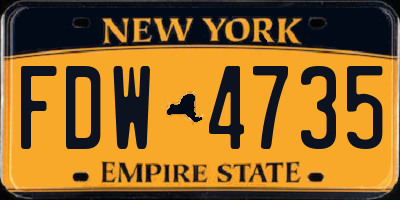 NY license plate FDW4735
