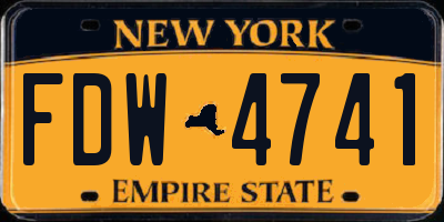 NY license plate FDW4741