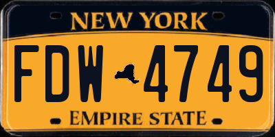 NY license plate FDW4749