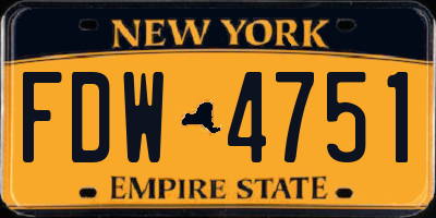 NY license plate FDW4751