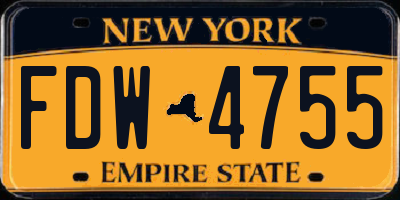 NY license plate FDW4755