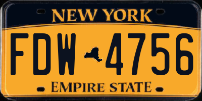 NY license plate FDW4756
