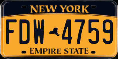 NY license plate FDW4759
