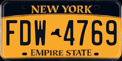 NY license plate FDW4769