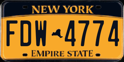 NY license plate FDW4774