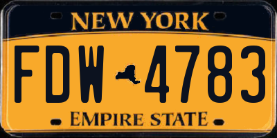 NY license plate FDW4783
