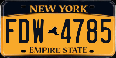 NY license plate FDW4785