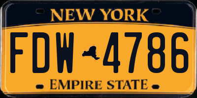 NY license plate FDW4786