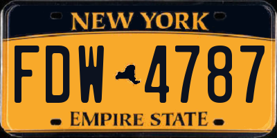 NY license plate FDW4787