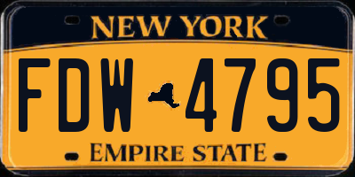 NY license plate FDW4795