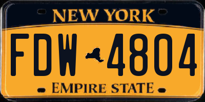NY license plate FDW4804