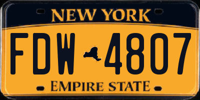 NY license plate FDW4807