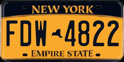NY license plate FDW4822
